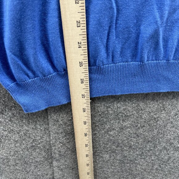 Bugatchi Sweater Men Large Blue V Neck Pullover Fleece Silk Cotton Sleeveless - Picture 4 of 11